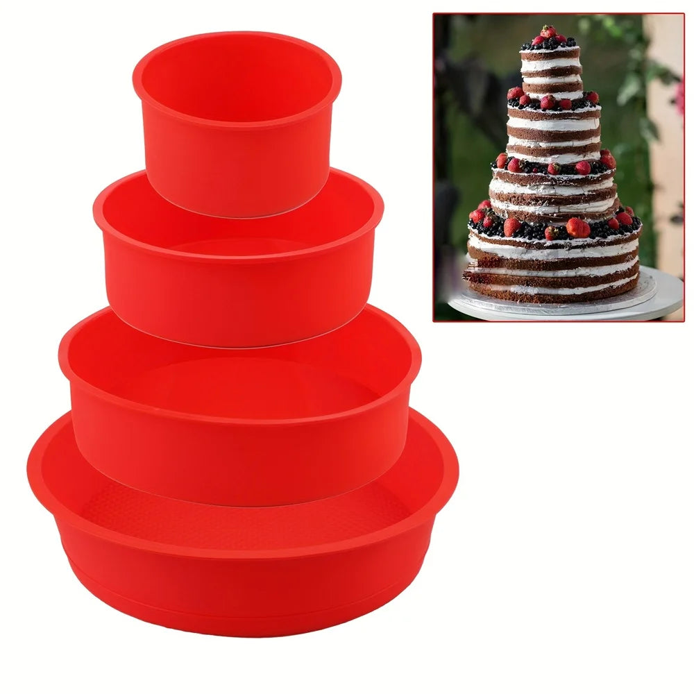 1/3/4pcs Cake Mold 4/6/8/10 inch Silicone Round Non-stick Tray Suitable for Kitchen Baking Cakes Reusable Kitchen Tools