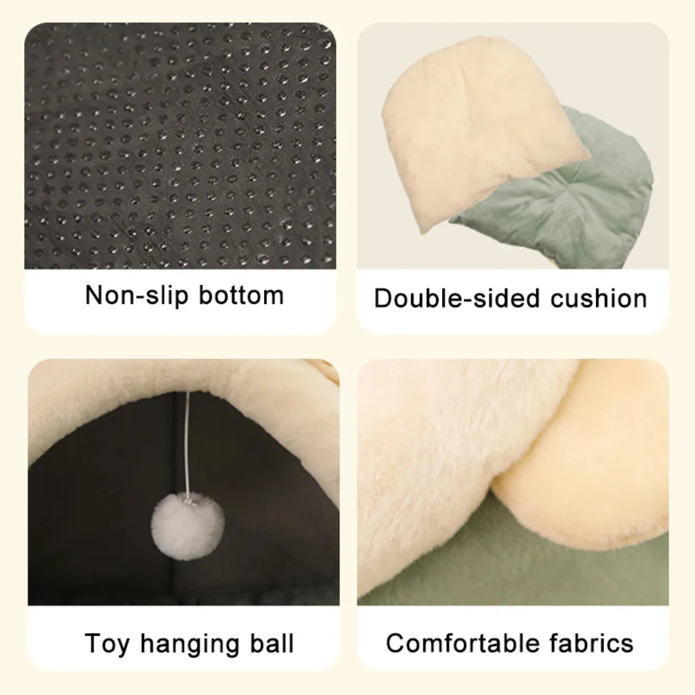 Deep Sleep Cat Bed Cartoon Pet Bed Foldable Removable Washable Pet Sleeping Bed for Small Dog Mat Bag Cave Cats Bed2025new