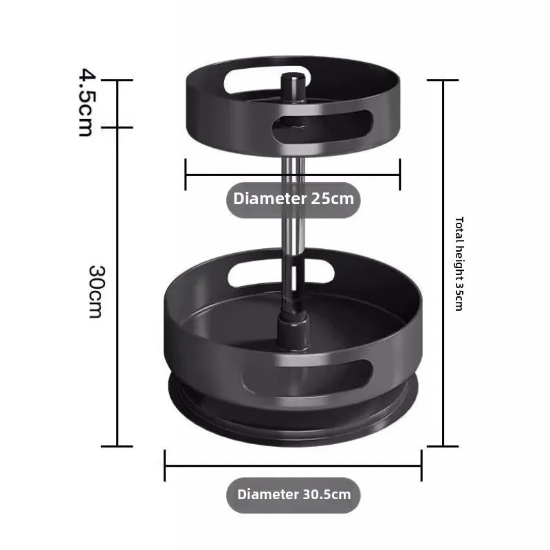 360° Spinning Double-Layer Kitchen Storage Rack Thickened Steel Corner Shelf Adjustable Height Multipurpose Countertop Organizer