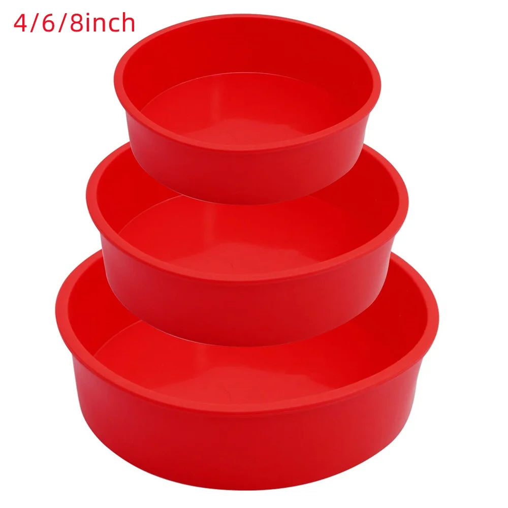 1/3/4pcs Cake Mold 4/6/8/10 inch Silicone Round Non-stick Tray Suitable for Kitchen Baking Cakes Reusable Kitchen Tools