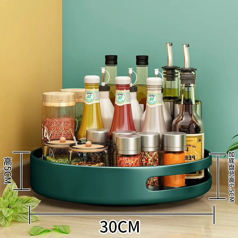 360° Spinning Double-Layer Kitchen Storage Rack Thickened Steel Corner Shelf Adjustable Height Multipurpose Countertop Organizer