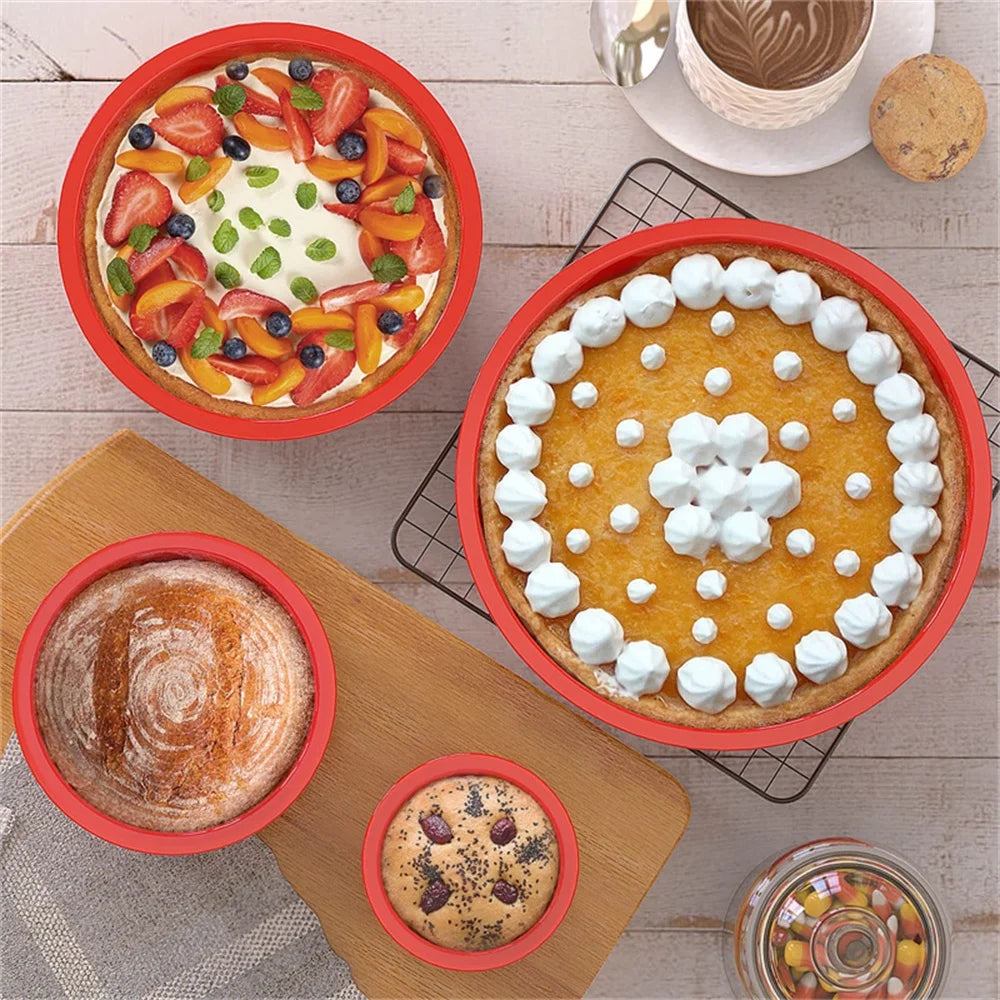 1/3/4pcs Cake Mold 4/6/8/10 inch Silicone Round Non-stick Tray Suitable for Kitchen Baking Cakes Reusable Kitchen Tools