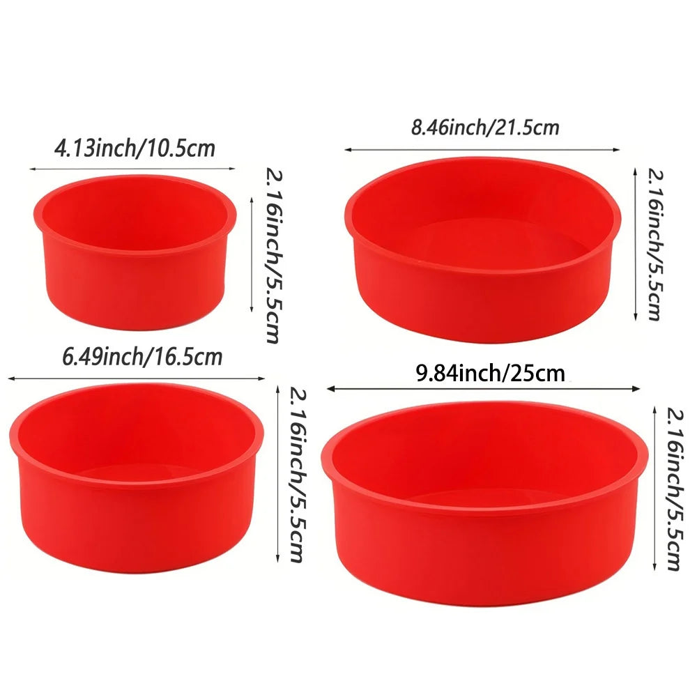 1/3/4pcs Cake Mold 4/6/8/10 inch Silicone Round Non-stick Tray Suitable for Kitchen Baking Cakes Reusable Kitchen Tools
