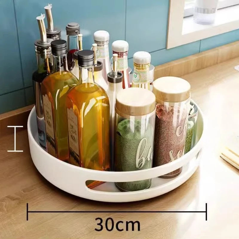 360° Spinning Double-Layer Kitchen Storage Rack Thickened Steel Corner Shelf Adjustable Height Multipurpose Countertop Organizer