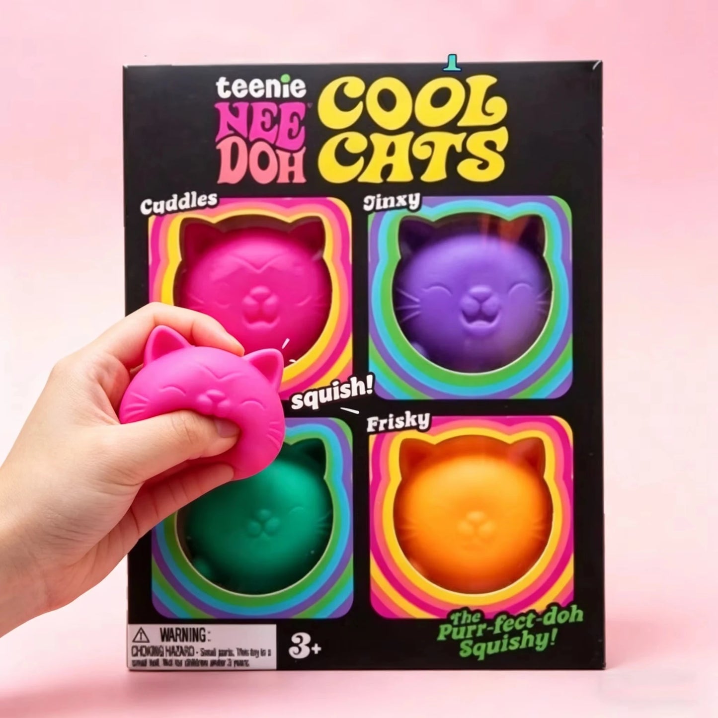 Schylling NEEDOH Cool Cat Squishy Toys Slow Rise Stress Relief Ball Sensory Fidget Toys for Adult Kids Anti-Anxiety Sensory Toys