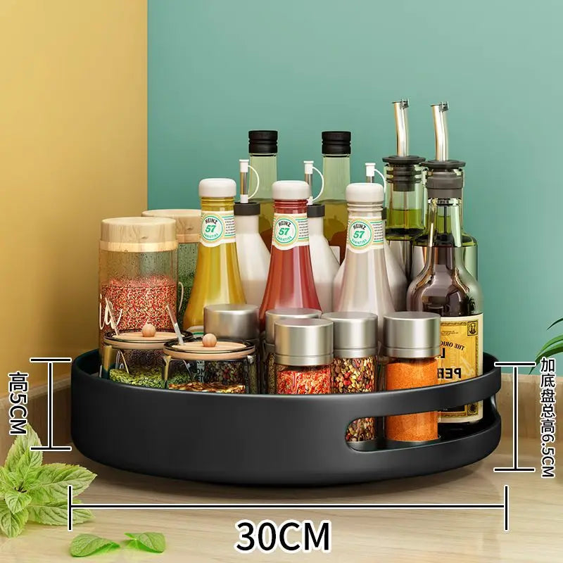 360° Spinning Double-Layer Kitchen Storage Rack Thickened Steel Corner Shelf Adjustable Height Multipurpose Countertop Organizer
