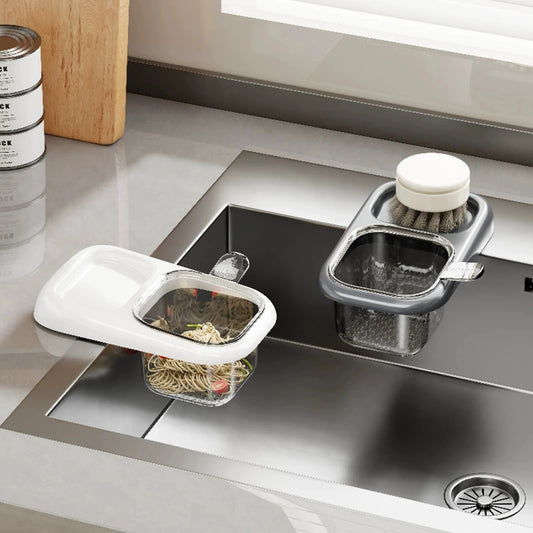 Kitchen Sink Drain Basket, Sink Separator for Leftover Food Scraps, Filter Basket with Suction Cup, No Installation Required, Multifunctional Household Drain Rack, Kitchen Drainage Filter Storage Basket
